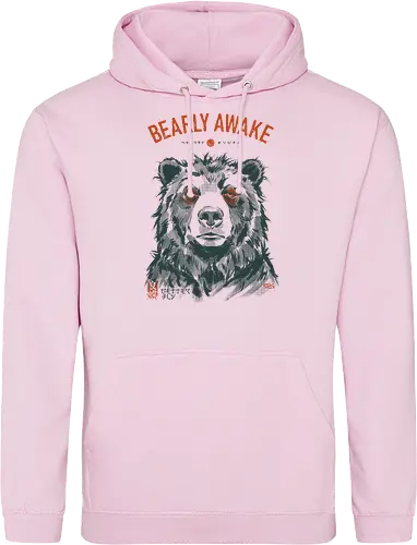 Bearly Awake - bear, funny, tired, sleep, vintage, retro, japanese, pun, morning, coffee, quote, humor, mood, exhausted, sleepy - Standard Hoodie