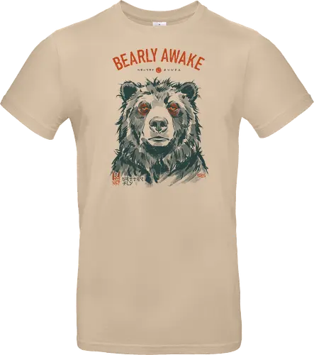 Bearly Awake - bear, funny, tired, sleep, vintage, retro, japanese, pun, morning, coffee, quote, humor, mood, exhausted, sleepy - Standard T-Shirt