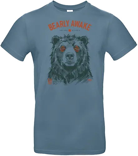 Bearly Awake - bear, funny, tired, sleep, vintage, retro, japanese, pun, morning, coffee, quote, humor, mood, exhausted, sleepy - Standard T-Shirt