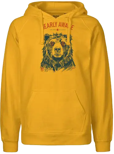 Bearly Awake - bear, funny, tired, sleep, vintage, retro, japanese, pun, morning, coffee, quote, humor, mood, exhausted, sleepy - Fairtrade Hoodie