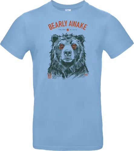Bearly Awake - bear, funny, tired, sleep, vintage, retro, japanese, pun, morning, coffee, quote, humor, mood, exhausted, sleepy - Standard T-Shirt
