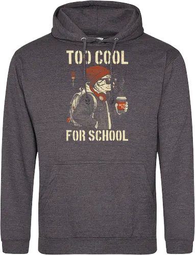 Too Cool For School - cat, humor, vintage, retro, hipster, funny quote, cool, coffee, funny cat, cat lover, back to school, first day at school, cool kids, streetwear, attitude - Standard Hoodie