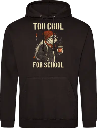 Too Cool For School - cat, humor, vintage, retro, hipster, funny quote, cool, coffee, funny cat, cat lover, back to school, first day at school, cool kids, streetwear, attitude - Standard Hoodie