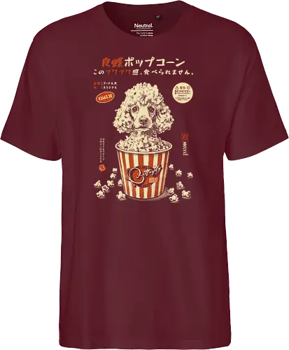 Pupcorn - poodle, dog, popcorn, funny, vintage, retro, japanese, cute, fluffy dog, dog lover, movie snack, art print, Japanese poster, surreal, quirky, puppy - Fairtrade T-Shirt