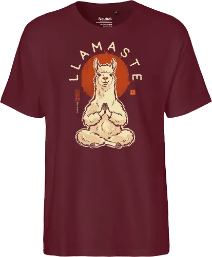 Llamaste - llama, yoga, llamaste, funny, vintage, retro, japanese, meditation, zen, namaste, pun, quote, humor, cute, alpaca - Fairtrade T-Shirt
