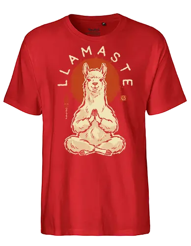 Llamaste - llama, yoga, llamaste, funny, vintage, retro, japanese, meditation, zen, namaste, pun, quote, humor, cute, alpaca - Fairtrade T-Shirt