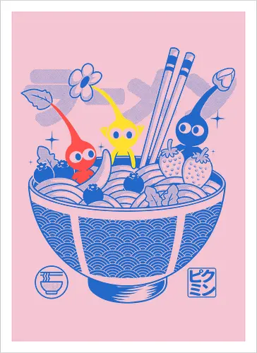 Fruit Ramen - ramen, fruit, noodles, gaming, gamer, videogame, cute, kawaii, japanese, japan, food, funny, retro, nostalgia, geek, popculture, cartoon, creatures, botanical, anime - Artprint