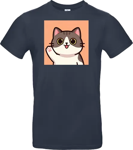 Cute waving cat - cute cat, waving cat, kitty, cat lover, kawaii, pet, animal, cute design - Standard T-Shirt