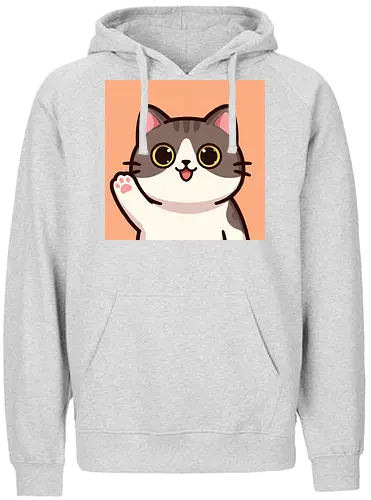 Cute waving cat - cute cat, waving cat, kitty, cat lover, kawaii, pet, animal, cute design - Fairtrade Hoodie
