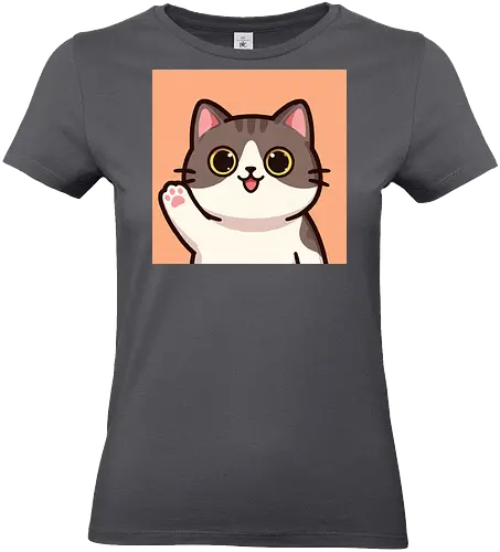 Cute waving cat - cute cat, waving cat, kitty, cat lover, kawaii, pet, animal, cute design - Standard T-Shirt (Women)