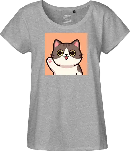 Cute waving cat - cute cat, waving cat, kitty, cat lover, kawaii, pet, animal, cute design - Fairtrade Girl Shirt