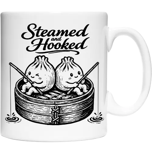 Steamed And Hooked - bao, xia long bao, dumpling, chinese food, comfort food, funny dumpling, dumplings, steamed dumpling, hooked - Cup