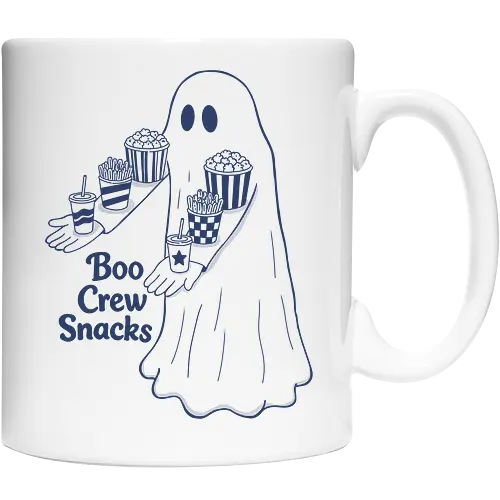 Boo Crew Snacks  - ghost, boo, movie snacks, popcorn, soda, french fries, boo crew snack, movie lover, horror movie, funny snacks, halloween, spooky season, halloween design - Cup