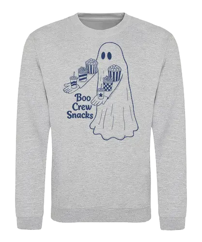 Boo Crew Snacks  - ghost, boo, movie snacks, popcorn, soda, french fries, boo crew snack, movie lover, horror movie, funny snacks, halloween, spooky season, halloween design - Sweatshirt