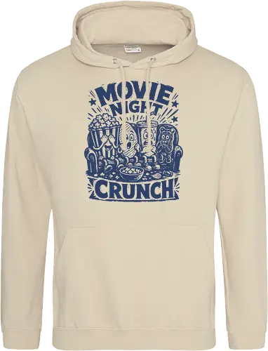 Movie Night Crunch - movie night, horror movie, movie lover, movie snacks, popcorn, soda, french fries, funny food, cinema snacks, crunch - Standard Hoodie