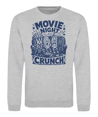 Movie Night Crunch - movie night, horror movie, movie lover, movie snacks, popcorn, soda, french fries, funny food, cinema snacks, crunch - Sweatshirt