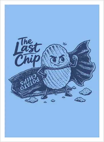 The Last Chip - chip, chips, potato, the last chip, potato chip, crunchy, snacks, funny food - Artprint