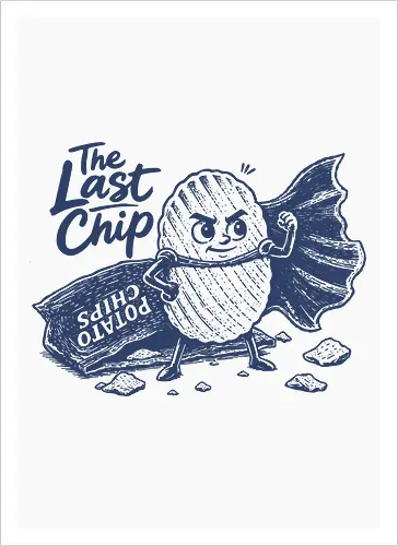The Last Chip - chip, chips, potato, the last chip, potato chip, crunchy, snacks, funny food - Artprint