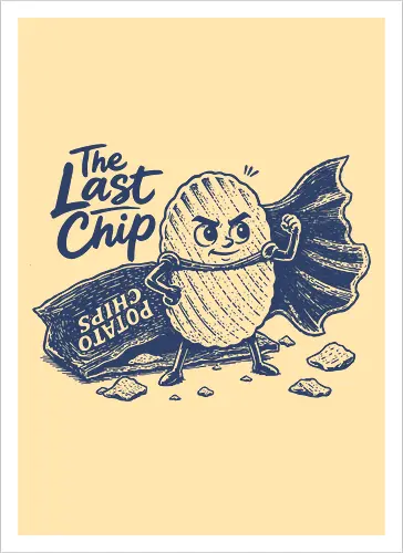 The Last Chip - chip, chips, potato, the last chip, potato chip, crunchy, snacks, funny food - Artprint
