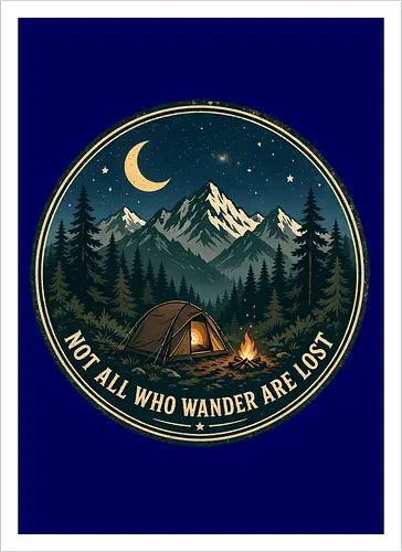Not All Who Wander Are Lost Camping Abenteuer Frieden - Camping, Abenteuer, Natur, Outdoor, Berge, Wandern, Lagerfeuer, Abenteuerlust, Wald - Artprint