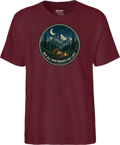 Not All Who Wander Are Lost Camping Abenteuer Frieden - Camping, Abenteuer, Natur, Outdoor, Berge, Wandern, Lagerfeuer, Abenteuerlust, Wald - Fairtrade T-Shirt