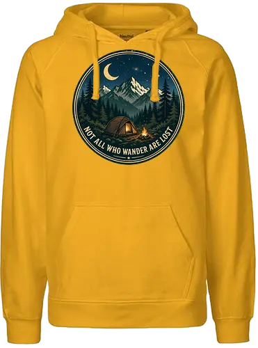 Not All Who Wander Are Lost Camping Abenteuer Frieden - Camping, Abenteuer, Natur, Outdoor, Berge, Wandern, Lagerfeuer, Abenteuerlust, Wald - Fairtrade Hoodie