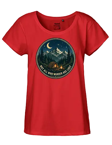 Not All Who Wander Are Lost Camping Abenteuer Frieden - Camping, Abenteuer, Natur, Outdoor, Berge, Wandern, Lagerfeuer, Abenteuerlust, Wald - Fairtrade Girl Shirt