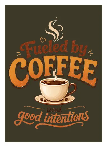 Fueled by Coffee and Good Intentions Kaffee Spruch Design - Kaffee, Coffee, Kaffeeliebhaber, Espresso, Spruch, Lifestyle, Morgenmuffel, Genuss, Office - Artprint
