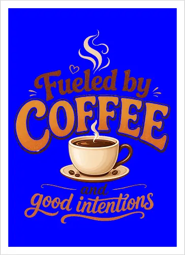 Fueled by Coffee and Good Intentions Kaffee Spruch Design - Kaffee, Coffee, Kaffeeliebhaber, Espresso, Spruch, Lifestyle, Morgenmuffel, Genuss, Office - Artprint