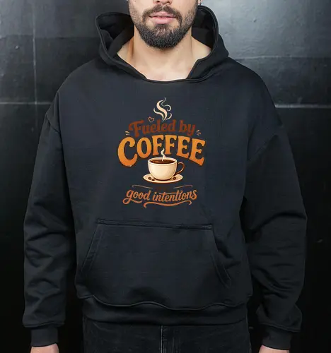 Fueled by Coffee and Good Intentions Kaffee Spruch Design - Kaffee, Coffee, Kaffeeliebhaber, Espresso, Spruch, Lifestyle, Morgenmuffel, Genuss, Office - Cropped Hoodie