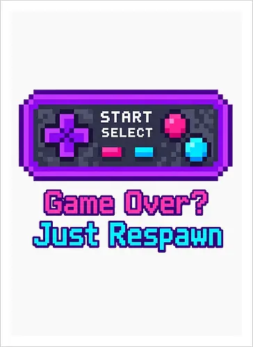 Game Over Just Respawn Gamer Controller Retro Gaming - Gaming, Retro, Videospiele, Controller, Zocker, Nerd, Geek, Respawn, Gamer - Artprint