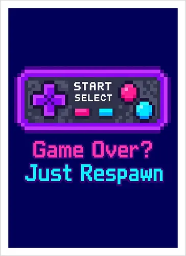 Game Over Just Respawn Gamer Controller Retro Gaming - Gaming, Retro, Videospiele, Controller, Zocker, Nerd, Geek, Respawn, Gamer - Artprint