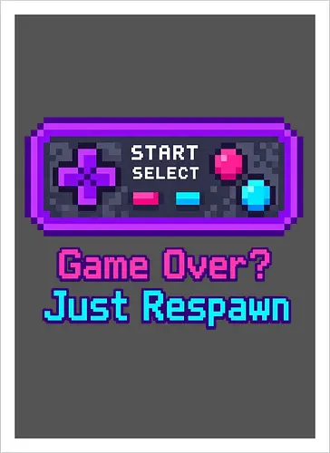 Game Over Just Respawn Gamer Controller Retro Gaming - Gaming, Retro, Videospiele, Controller, Zocker, Nerd, Geek, Respawn, Gamer - Artprint