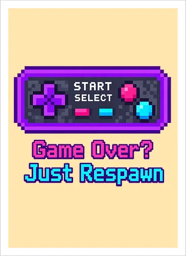 Game Over Just Respawn Gamer Controller Retro Gaming - Gaming, Retro, Videospiele, Controller, Zocker, Nerd, Geek, Respawn, Gamer - Artprint