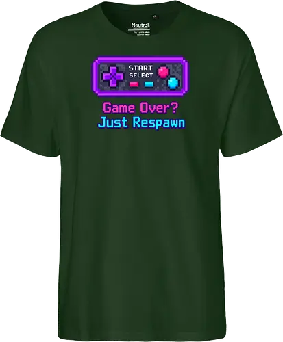 Game Over Just Respawn Gamer Controller Retro Gaming - Gaming, Retro, Videospiele, Controller, Zocker, Nerd, Geek, Respawn, Gamer - Fairtrade T-Shirt
