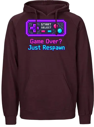 Game Over Just Respawn Gamer Controller Retro Gaming - Gaming, Retro, Videospiele, Controller, Zocker, Nerd, Geek, Respawn, Gamer - Fairtrade Hoodie