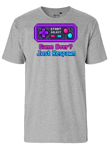Game Over Just Respawn Gamer Controller Retro Gaming - Gaming, Retro, Videospiele, Controller, Zocker, Nerd, Geek, Respawn, Gamer - Fairtrade T-Shirt