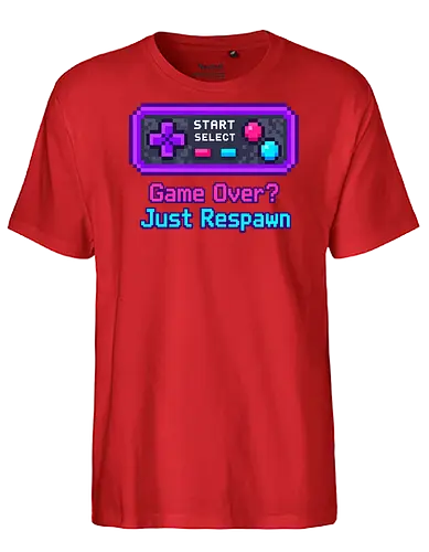 Game Over Just Respawn Gamer Controller Retro Gaming - Gaming, Retro, Videospiele, Controller, Zocker, Nerd, Geek, Respawn, Gamer - Fairtrade T-Shirt