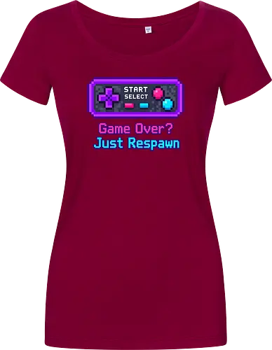 Game Over Just Respawn Gamer Controller Retro Gaming - Gaming, Retro, Videospiele, Controller, Zocker, Nerd, Geek, Respawn, Gamer - Women T-Shirt