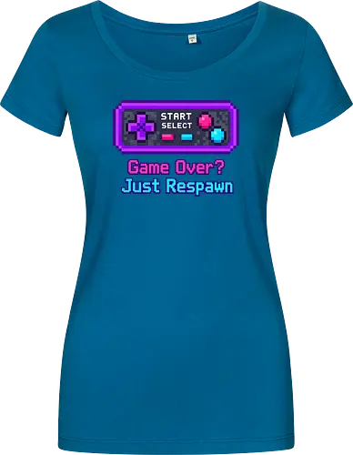 Game Over Just Respawn Gamer Controller Retro Gaming - Gaming, Retro, Videospiele, Controller, Zocker, Nerd, Geek, Respawn, Gamer - Women T-Shirt