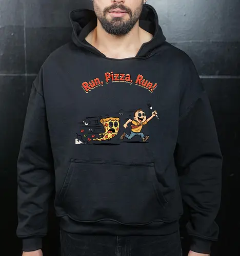 Run Pizza Run Lustiges Fast Food Pizza Design - Pizza, Fast Food, Lustig, Spruch, Foodie, Pizzeria, Humor, Essen, Fun - Cropped Hoodie