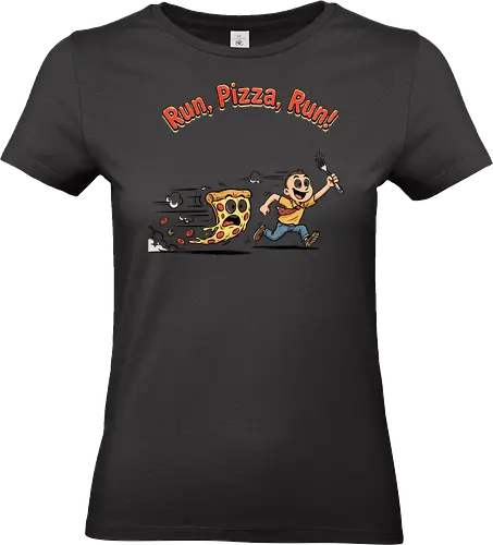 Run Pizza Run Lustiges Fast Food Pizza Design - Pizza, Fast Food, Lustig, Spruch, Foodie, Pizzeria, Humor, Essen, Fun - Standard T-Shirt (Women)