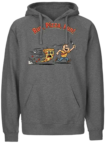 Run Pizza Run Lustiges Fast Food Pizza Design - Pizza, Fast Food, Lustig, Spruch, Foodie, Pizzeria, Humor, Essen, Fun - Fairtrade Hoodie