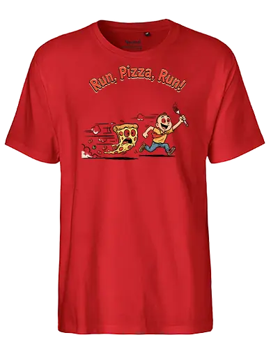 Run Pizza Run Lustiges Fast Food Pizza Design - Pizza, Fast Food, Lustig, Spruch, Foodie, Pizzeria, Humor, Essen, Fun - Fairtrade T-Shirt