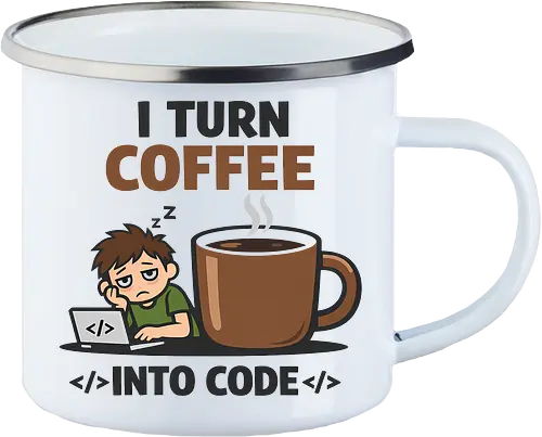 I Turn Coffee Into Code Programmierer Kaffee - Programmierer, Entwickler, Kaffee, Code, Coding, Coffee, Software, Nerd, Geek - Enamel Mug