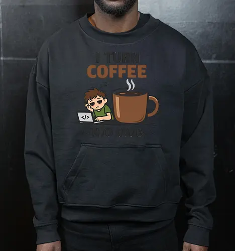 I Turn Coffee Into Code Programmierer Kaffee - Programmierer, Entwickler, Kaffee, Code, Coding, Coffee, Software, Nerd, Geek - Cropped Sweatshirt