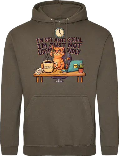 Katze Anti-Social Lustiges Büro Spruch Design - Katze, Cat, Büro, Spruch, Lustig, Humor, Arbeit, Office, Sarkasmus - Standard Hoodie