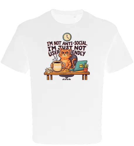 Katze Anti-Social Lustiges Büro Spruch Design - Katze, Cat, Büro, Spruch, Lustig, Humor, Arbeit, Office, Sarkasmus - Oversize T-Shirt