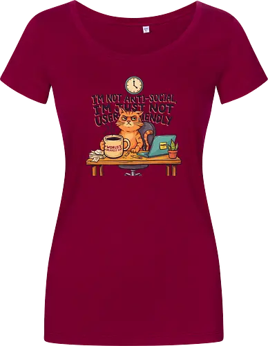 Katze Anti-Social Lustiges Büro Spruch Design - Katze, Cat, Büro, Spruch, Lustig, Humor, Arbeit, Office, Sarkasmus - Women T-Shirt