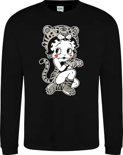 Minimalist Tiger Kigurumi - minimalist anime shirt, negative space graphic tee, tiger kigurumi apparel, kawaii streetwear, cute animal onesie design, aesthetic otaku fashion, phantom cat clothing, subtle anime merch, Japanese kawaii aesthetic, minimalist graphic streetwear - Sweatshirt